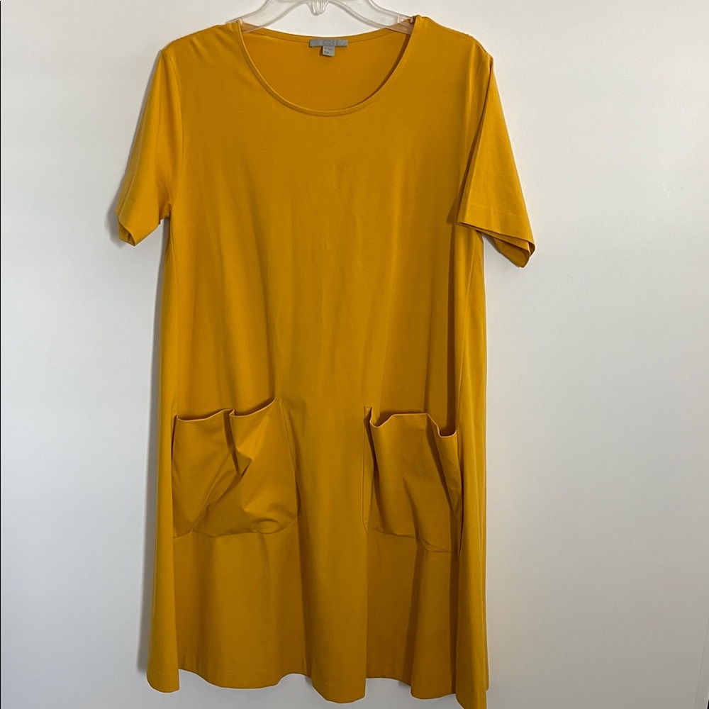 COS Dress Mustard Yellow A-Line Two Front Pockets Sz Medium